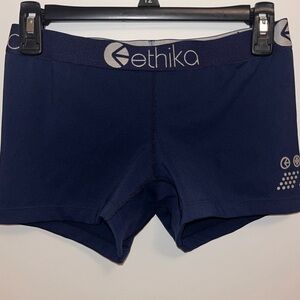 cute navy blue ETHIKA spandex, size medium. excellent condition